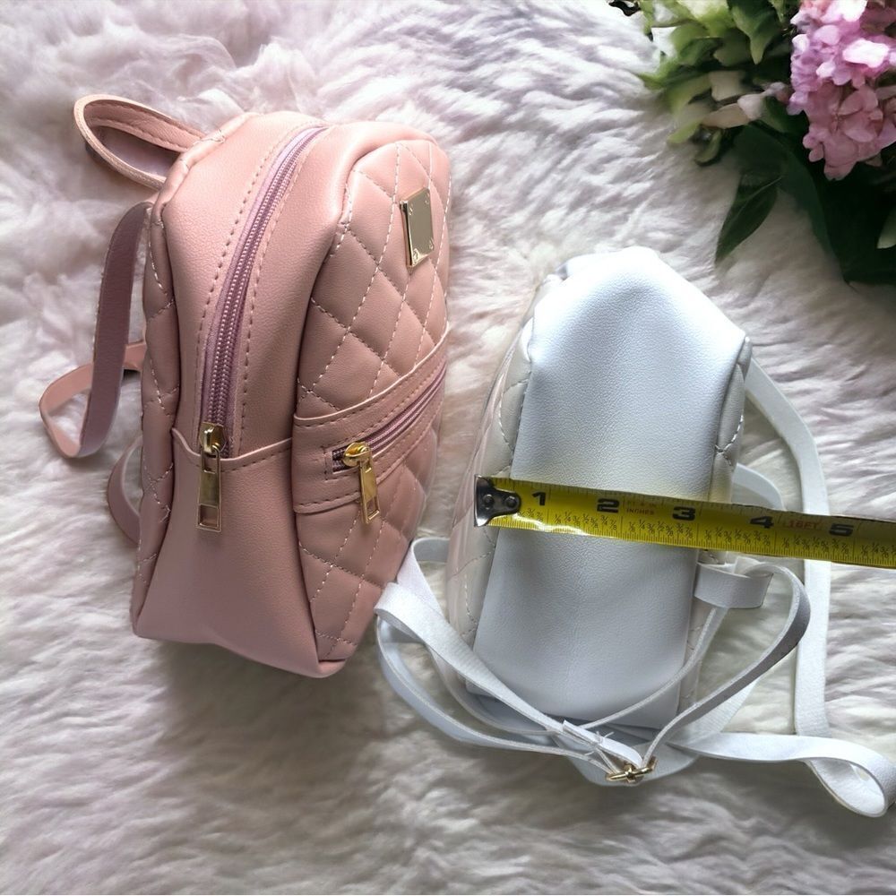 White Leather Mini-Backpack, New - Picture 7 of 14